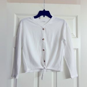 Girls SHEIN white top Size 11-12 light waffle material